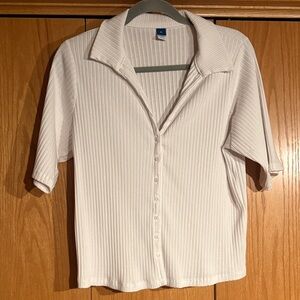 Old Navy white Ribbed Button-Down Shirt